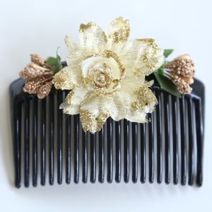 NWT GOLD FLOWER BRIDAL COMB HAIR PIN